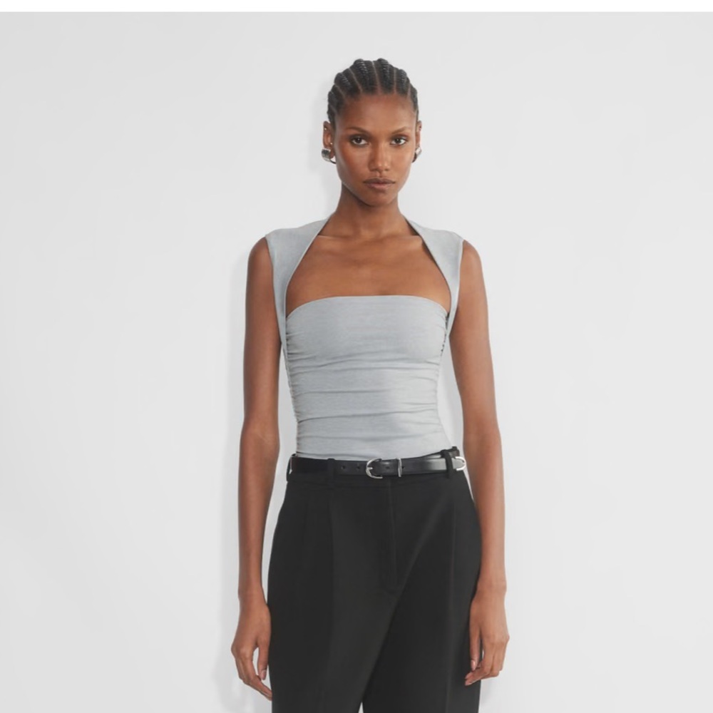 Aritzia Contour Flourish thong Bodysuit Heather Chrome